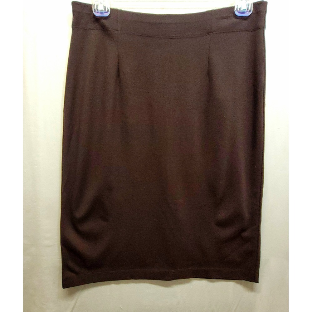 Eileen Fisher Petite Brown Italian Fabric Ponte Knit Pencil Skirt PL Espresso - Picture 4 of 11